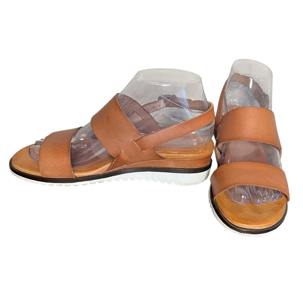 BERTUCHI Made In Spain Genuine Leather Dbl Band Slingback Wedge Sandals Size 7.5